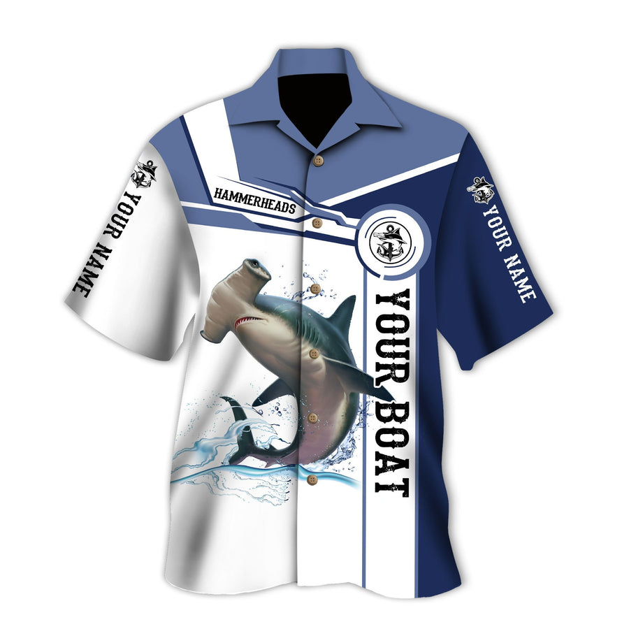 Custom name Hammerhead shark fishing team Catch and Release 3D Design Fishing Hawaii Shirt