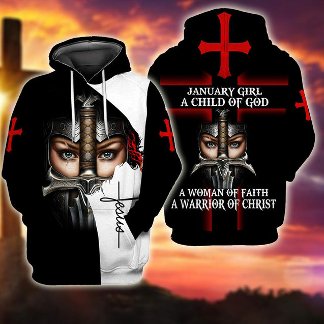 January Girl - I Am A Daughter Of God 3D All Over Printed Shirts For Men and Women TA040205S1-Apparel-TA-Hoodie-S-Vibe Cosy™