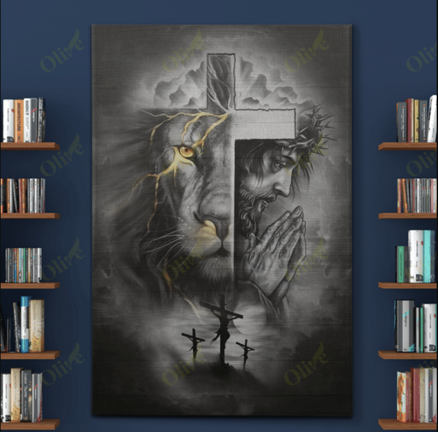 Jesus and Awesome Lion Poster Vertical