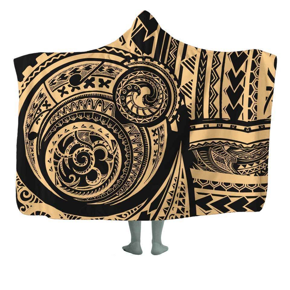 3D All Over Polynesian Hooded Blanket 01-Apparel-GP Art-Hooded Blanket-Youth 49.6x59.05-Vibe Cosy™