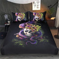 Flowery Skull Bedding-Bedding Set-6teenth Outlet-US Twin-Vibe Cosy™