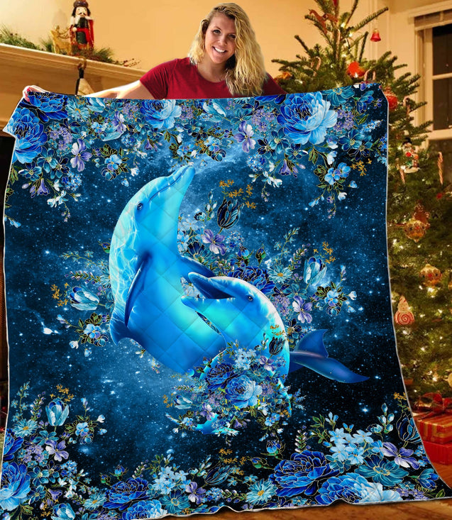 Beautiful Dolphin Couple Quilt Blanket MEI08312002-MEI