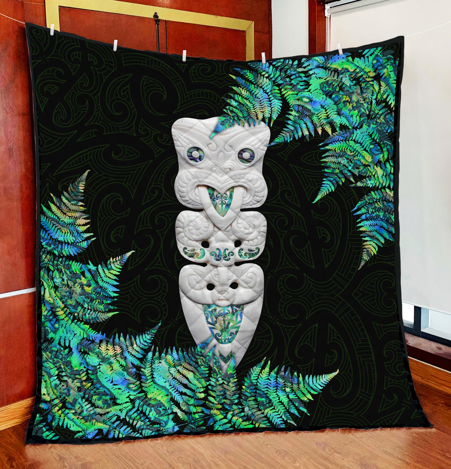 Hei Taiaha Maori Warriors Silver Fern Paua Shell Quilt DL2022004