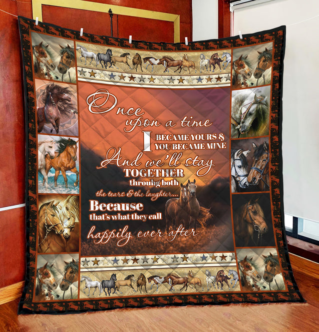 Love Gift Beautiful Horse Couple Quilt MEI