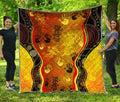 Aboriginal Rock Painting Hand Lizard Australia Art Golden Style Quilt