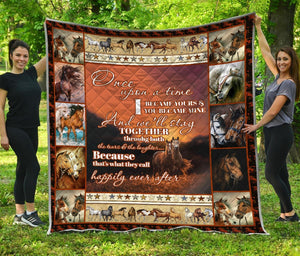 Love Gift Beautiful Horse Couple Quilt MEI