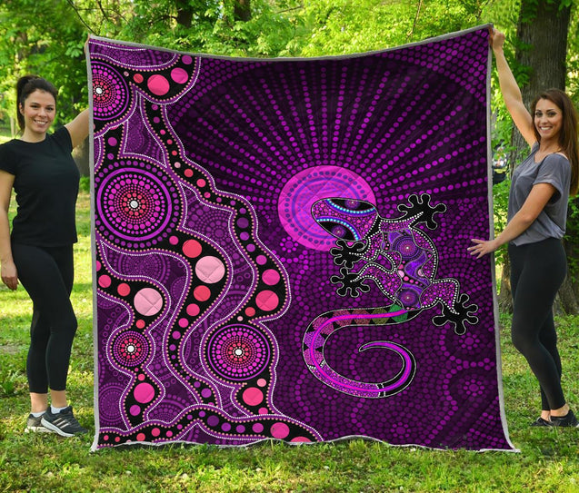 Aboriginal Australia Indigenous Purple The Lizard and The Sun Quilt