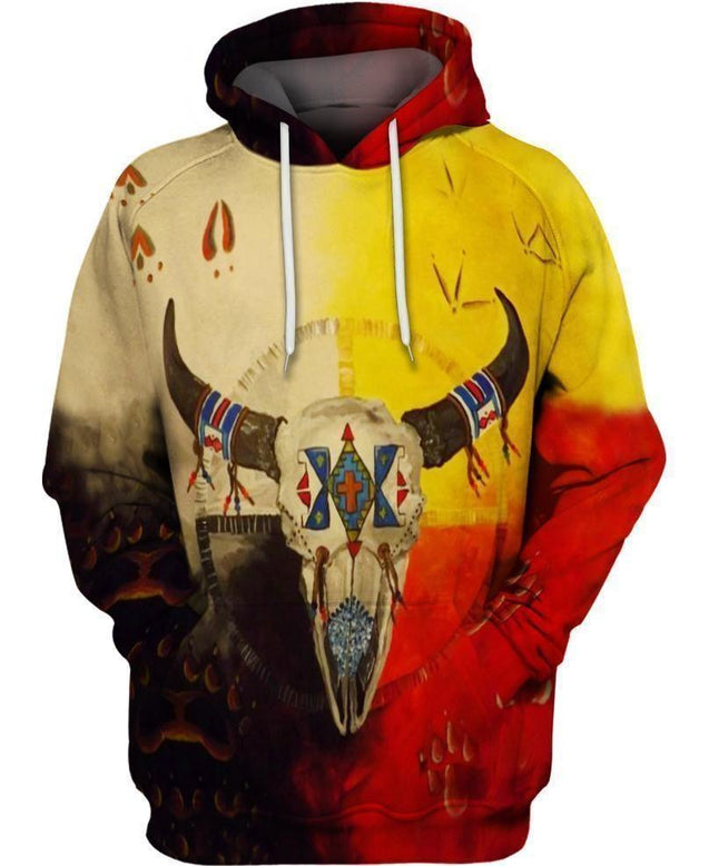 Native Buffalo Skull MP690-Apparel-MP-Hoodie-S-Vibe Cosy™