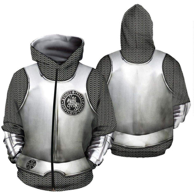 3D All Over Printed Hoodie Chainmail Knight Armor Shirts MP819-Apparel-MP-T-shirt-XS-Vibe Cosy™