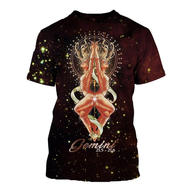 3D ALL OVER PRINTED GEMINI ZODIAC T SHIRT NTH160855-Apparel-NTH-T-Shirt-S-Vibe Cosy™