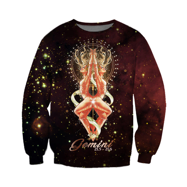 3D ALL OVER PRINTED GEMINI ZODIAC T SHIRT NTH160855-Apparel-NTH-Sweat Shirt-S-Vibe Cosy™