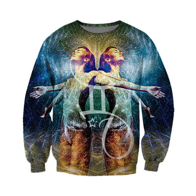 3D ALL OVER PRINTED GEMINI ZODIAC T SHIRT NTH160854-Apparel-NTH-Sweat Shirt-S-Vibe Cosy™