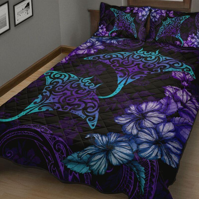 Beautiful Ray Hibiscus Hawaii quilt bedding set