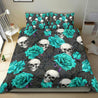 Turquoise Rose Skull Bedding By ML-ML-US Twin-Vibe Cosy™