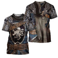 Blue Scotland Rampant Lion Knight Armor 3D All Over Printed Shirts for Men and Women NNK022801-Apparel-PL8386-T-shirt-S-Vibe Cosy™