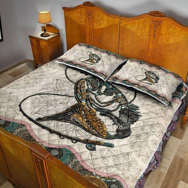 Fish on Fishing Mandala Vintage quilt bedding set HC25201-Quilt-Huyencass-King-Vibe Cosy™