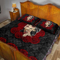 Quilt bedding set love rose and skull PL-Bedding Set-PL8386-Twin-Vibe Cosy™
