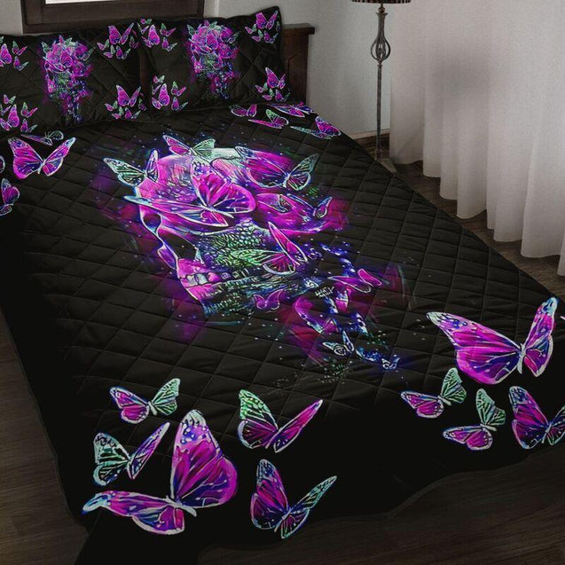 Quilt bedding set love skull QB05192003S PL-Bedding Set-PL8386-Twin-Vibe Cosy™