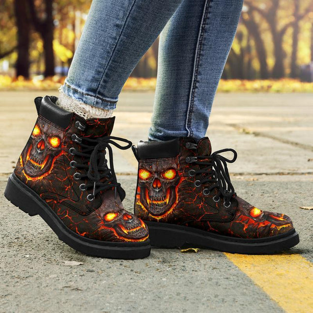 Skull Lava All Season Boots NHT290303-Apparel-HP Arts-US5 (EU38)-WOMEN'S LOW TOP-Vibe Cosy™