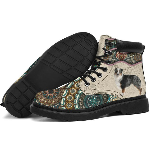 Australian Shepherd Boho pattern all season boots NNK022102-Shoes-NNK-Women's Leather Boots-US5 (EU35)-Vibe Cosy™