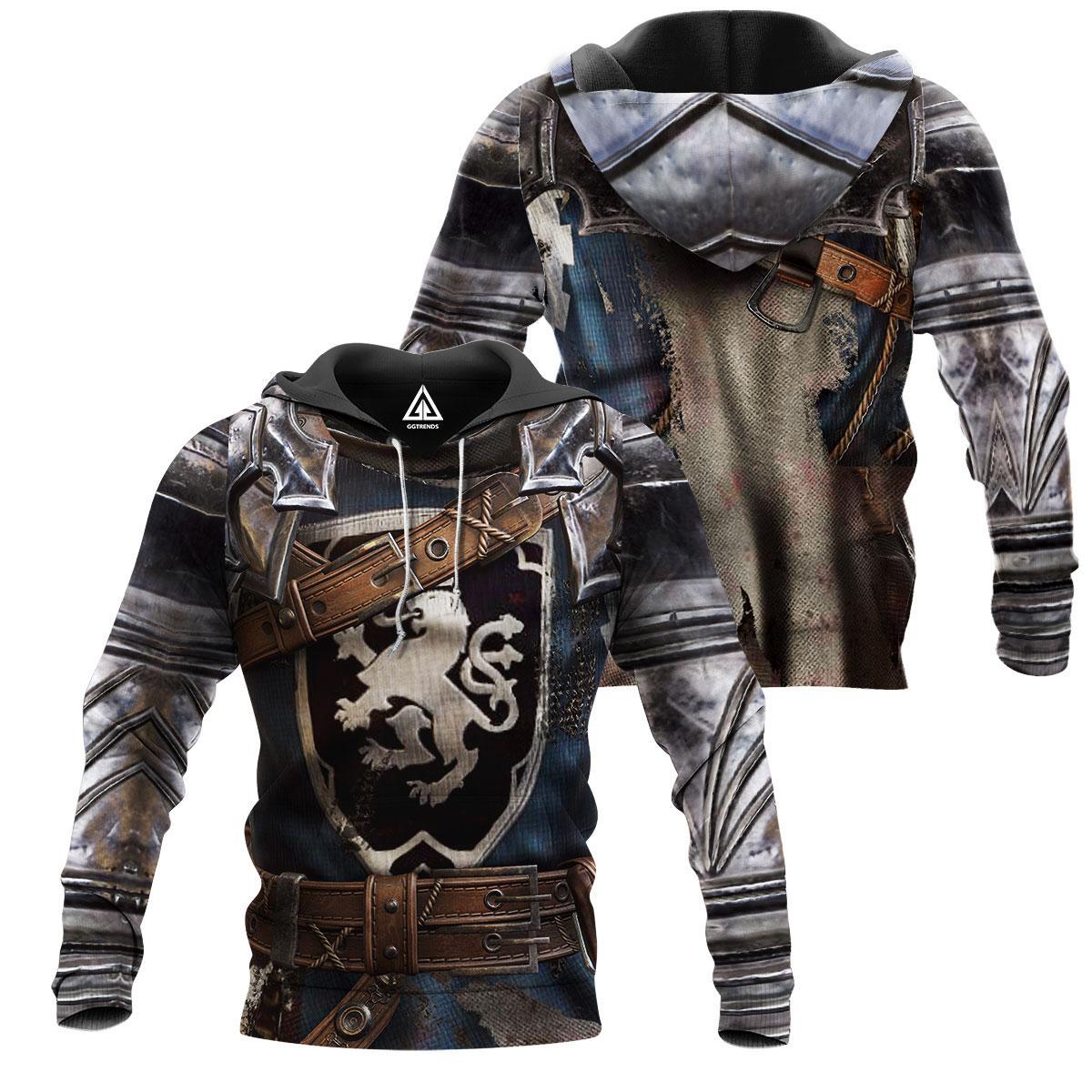 Blue Scotland Rampant Lion Knight Armor 3D All Over Printed Shirts for Men and Women NNK022801-Apparel-PL8386-Hoodie-S-Vibe Cosy™