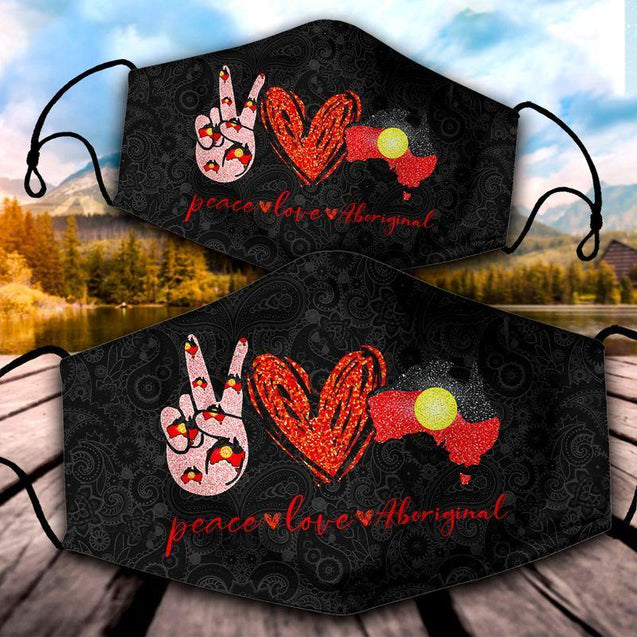 Aboriginal Peace Love 3D printed Face Mask