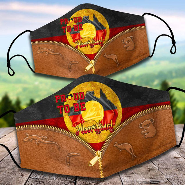 Proud to be Aboriginal Zip Flag 3D printed Face Mask