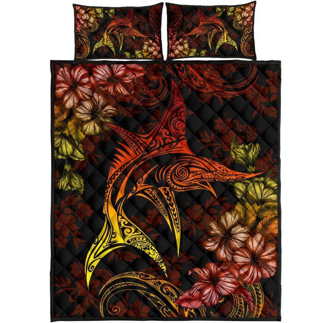 Beautiful Marlin Hibiscus Hawaii Quilt Bedding set