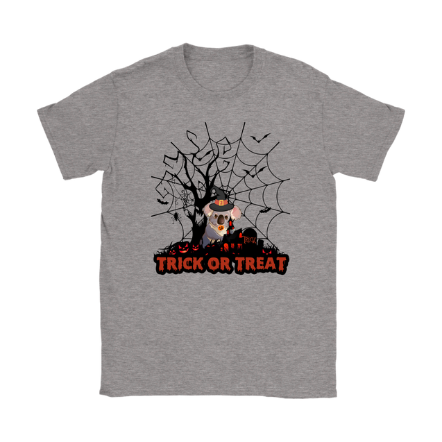 Australian Koala Trick or Treat Halloween T-Shirt 02 H9-T-SHIRTS-HP Arts-Gildan Womens T-Shirt-Sport Grey-S-Vibe Cosy™