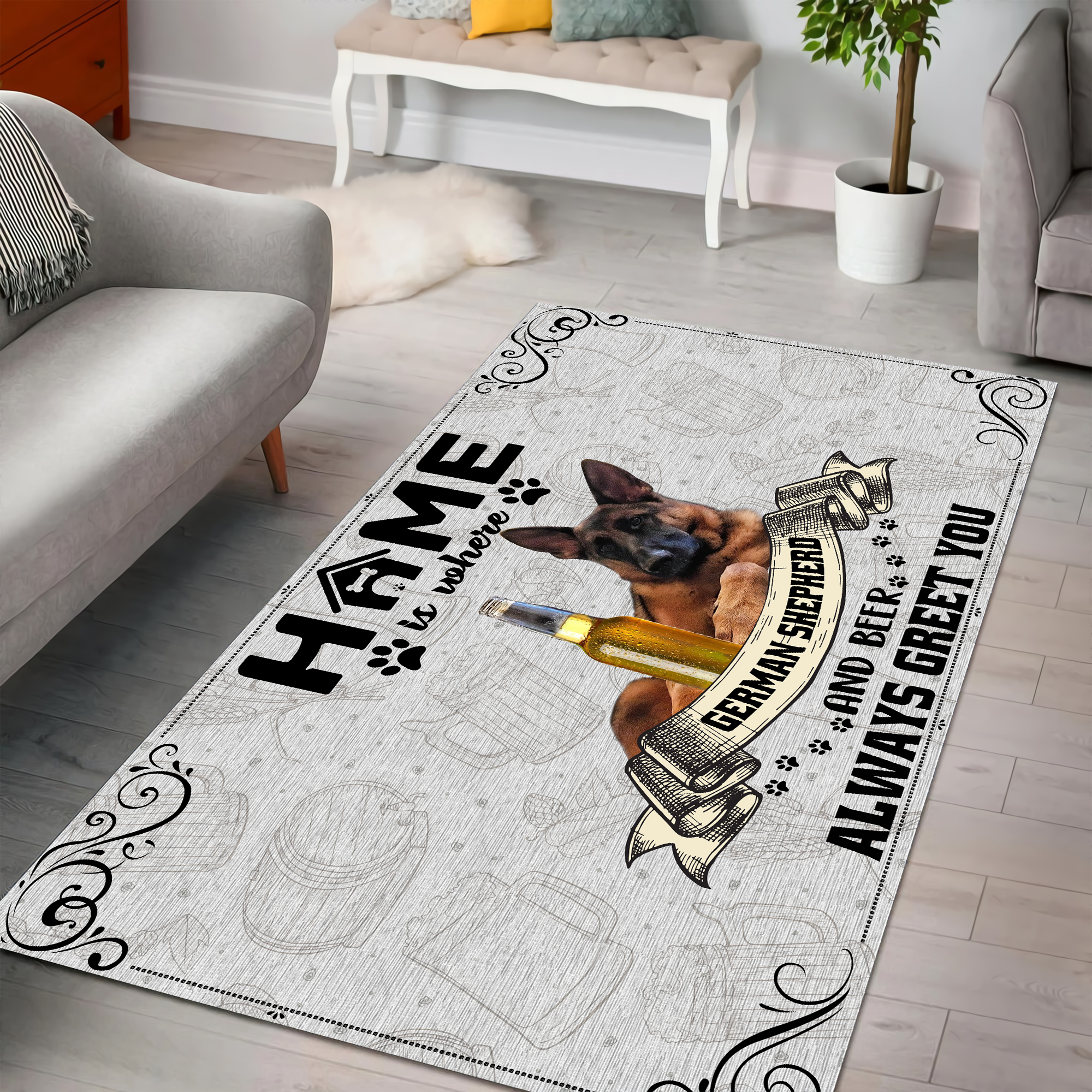 German Shepherd and Beer Rug VP22092002S