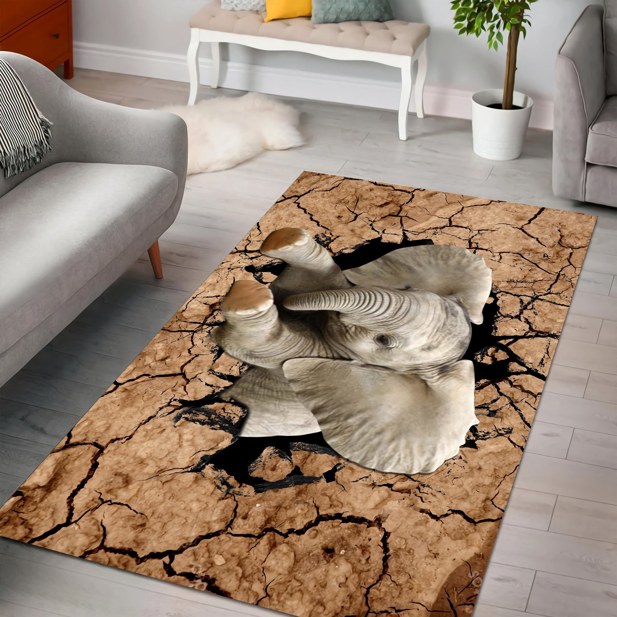 Elephant rectangle rug HG71506S-Rug-HG-5' X 8'-Vibe Cosy™