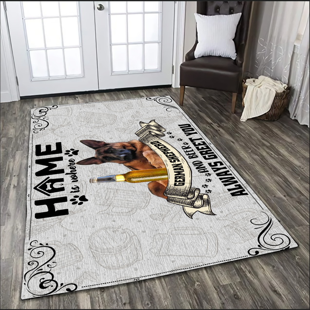 German Shepherd and Beer Rug VP22092002S