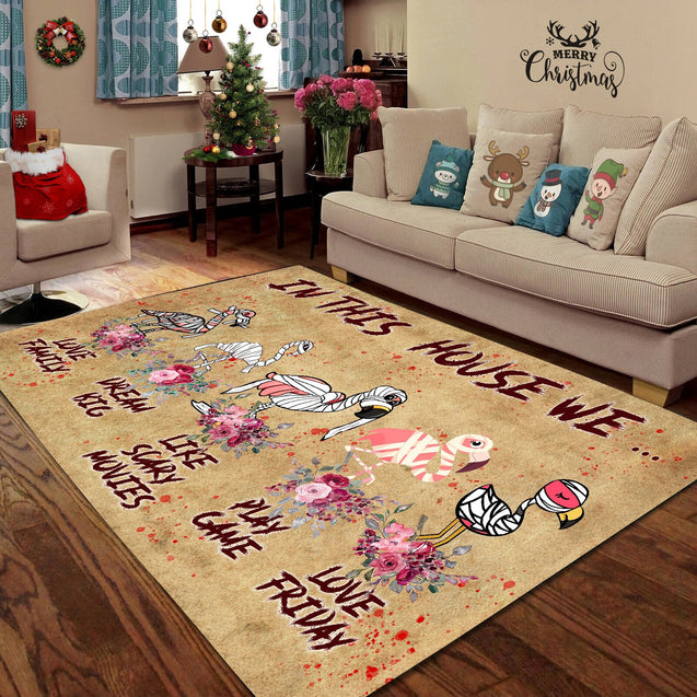 In This House Flamingos Horror Rug MH270820-MEI