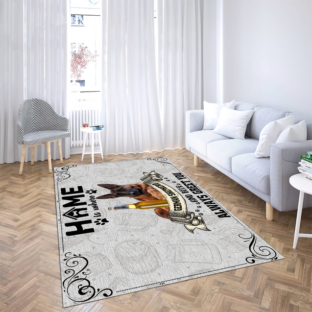 German Shepherd and Beer Rug VP22092002S