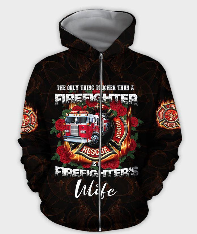All Over Printed Firefighter's Wife Hoodie MEI