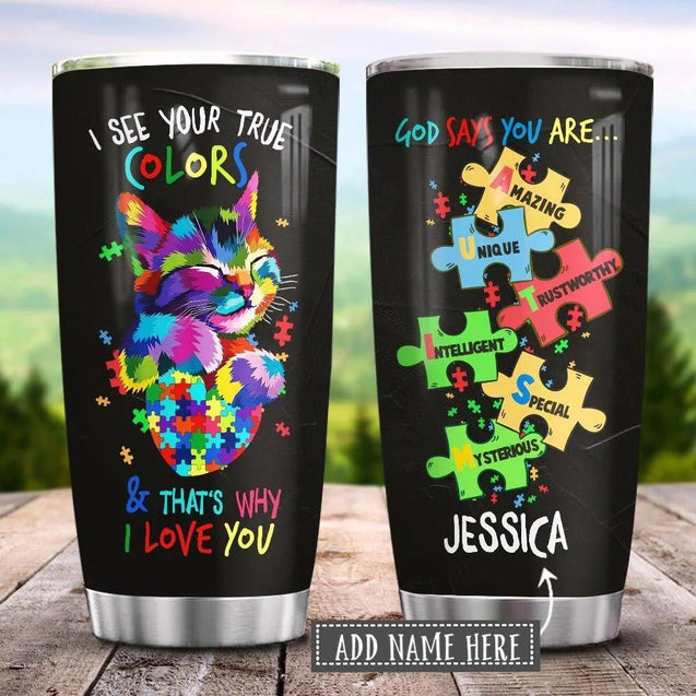 Autism Awareness Stainless Steel Tumbler Custom Name XT 06032104.CXT