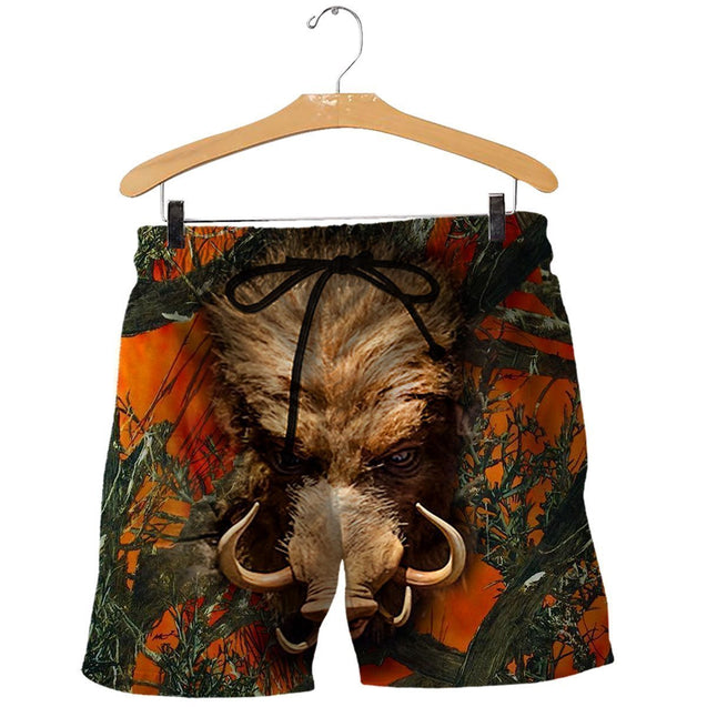 3D Printed Orange Camo Boar Hunting Clothes-Apparel-HP Arts-SHORTS-S-Vibe Cosy™