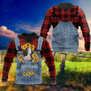 Farmer Style Cow Sunflower 3D All Over Print  Hoodie TR0909203