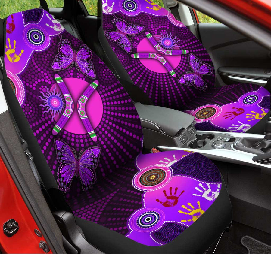 Aboriginal Naidoc Week 2021 Purple Butterflies car seat covers