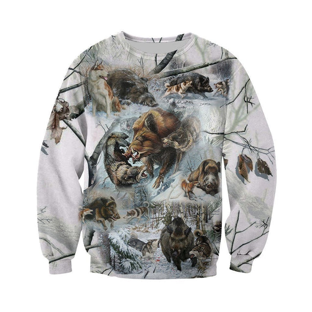 3D Printed Winter Boar Hunting Art Clothes-Apparel-HP Arts-Sweatshirt-S-Vibe Cosy™