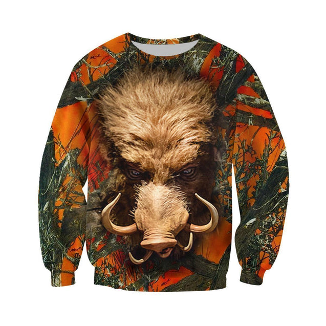 3D Printed Orange Camo Boar Hunting Clothes-Apparel-HP Arts-Sweatshirt-S-Vibe Cosy™