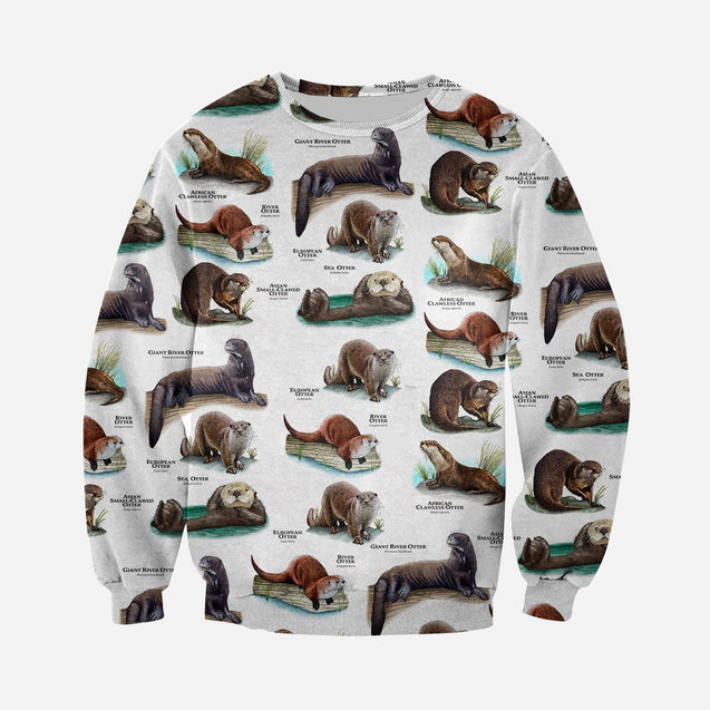 3D All Over Printed Otters Of The World Shirts and Shorts-Apparel-HP Arts-Sweatshirt-S-Vibe Cosy™