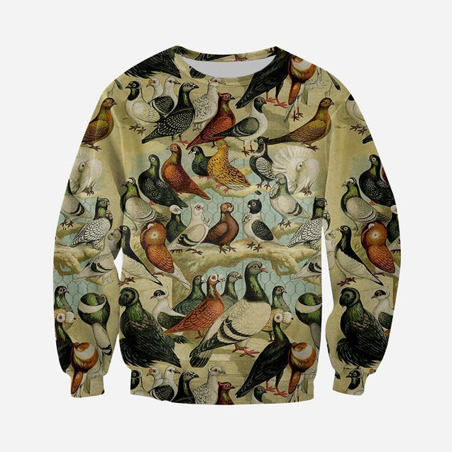 3D All Over Printed Pigeons Shirt and Shorts-Apparel-6teenth World-Sweatshirt-S-Vibe Cosy™