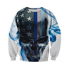 3D All Over Printed Skull Thin Blue Line-Apparel-HP Arts-Hoodie-S-Vibe Cosy™