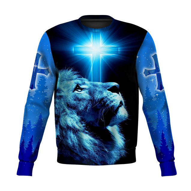 Way Maker Miracle Worker Promise Keeper Light In The Darkness Blue Lion All Over Printed Shirt - Amaze Style™-Apparel