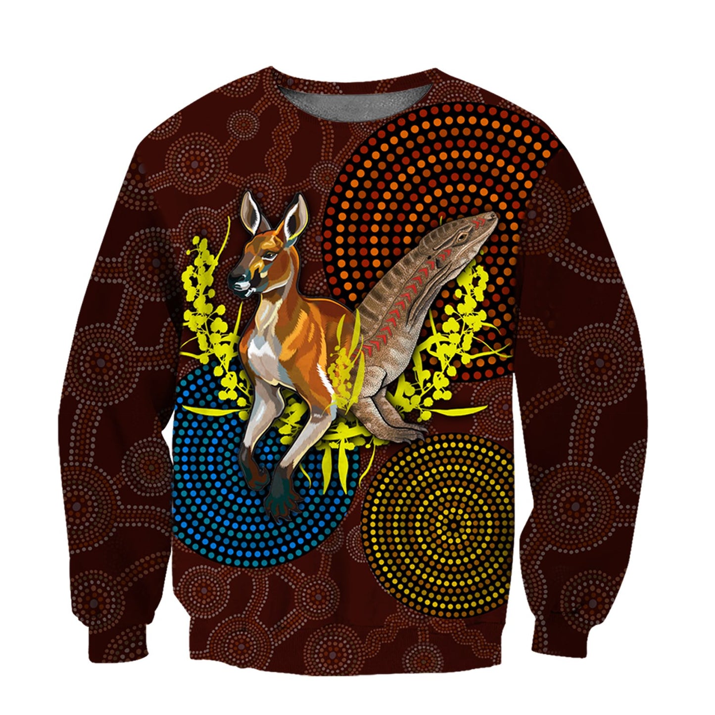 We are one Koori and Australia all over shirt for men and women brown TR030401-Apparel-Huyencass-Sweat Shirt-S-Vibe Cosy™