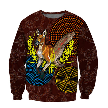 We are one Koori and Australia all over shirt for men and women brown TR030401-Apparel-Huyencass-Sweat Shirt-S-Vibe Cosy™
