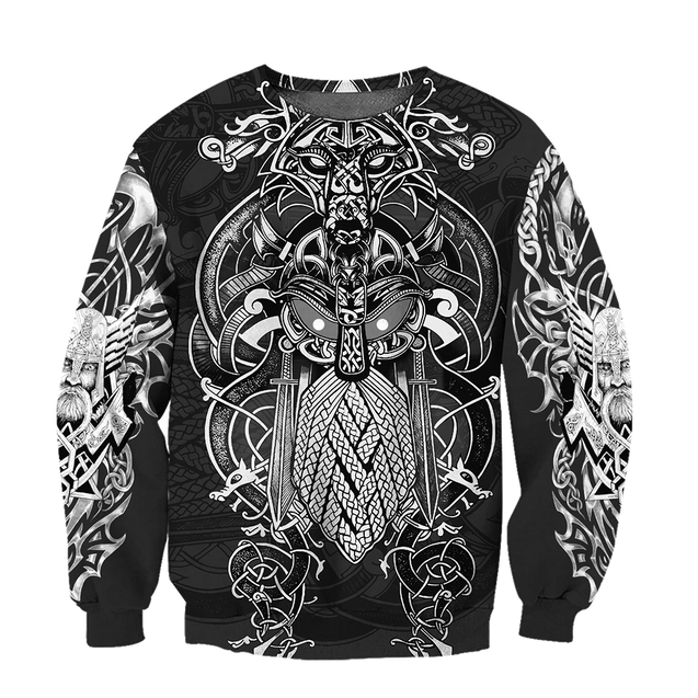 Odin Viking Tattoo Style Pullover-Apparel-HP Arts-SweatShirt-S-Vibe Cosy™