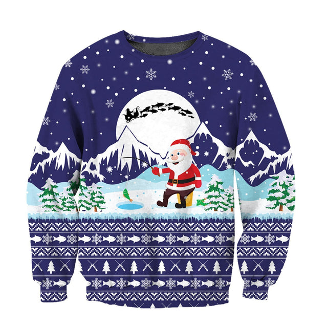 Santa Claus Goes Fishing For Xmas - Blue version TR8601 - Amaze Style™-Apparel