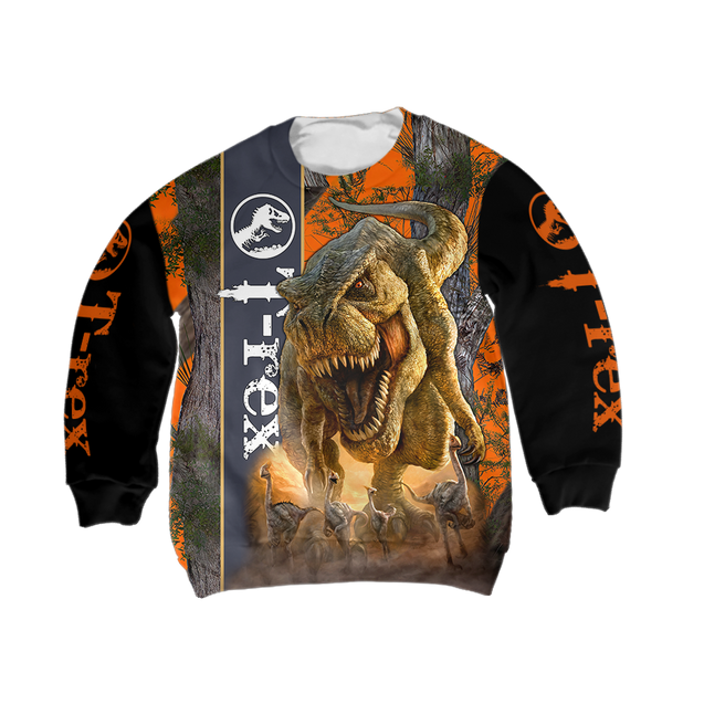 DINOSAUR T-REX 3D ALL OVER PRINTED SHIRTS MP898-Apparel-MP-Kid Sweatshirt-S-Vibe Cosy™